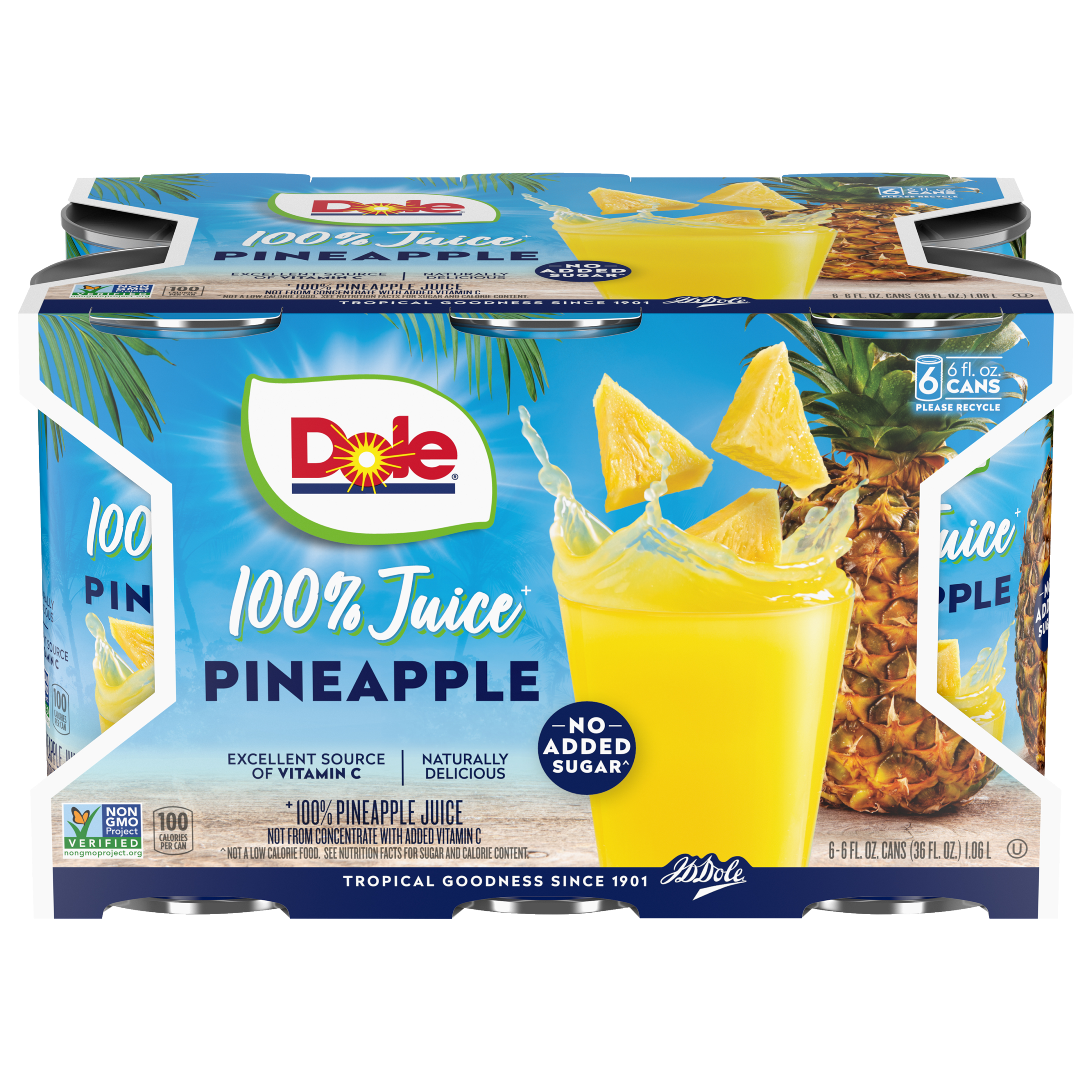 Canned Pineapple Juice 6 pack 6 floz Dole Sunshine