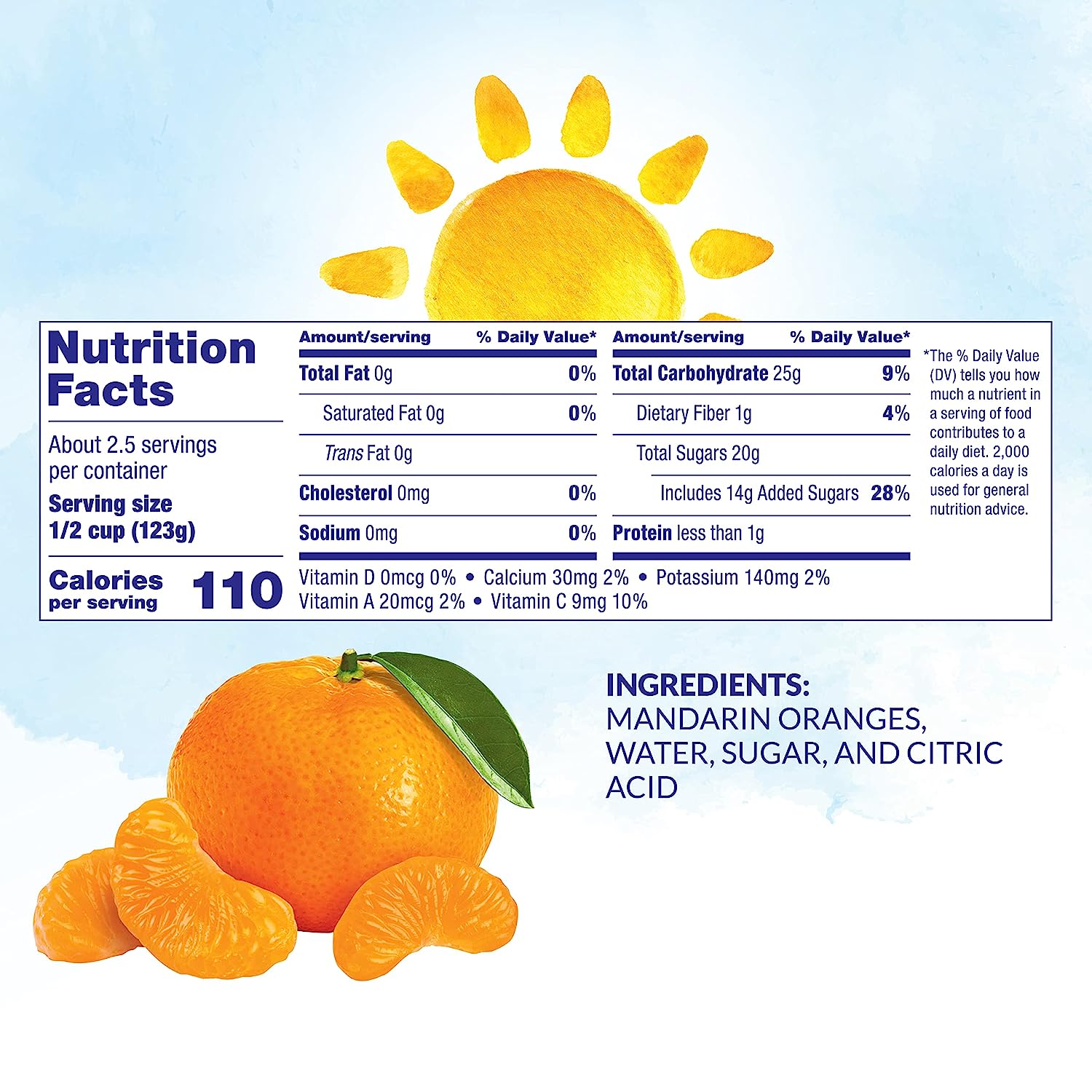 Great Value Mandarin Oranges in Gel, 4 x 123 g 