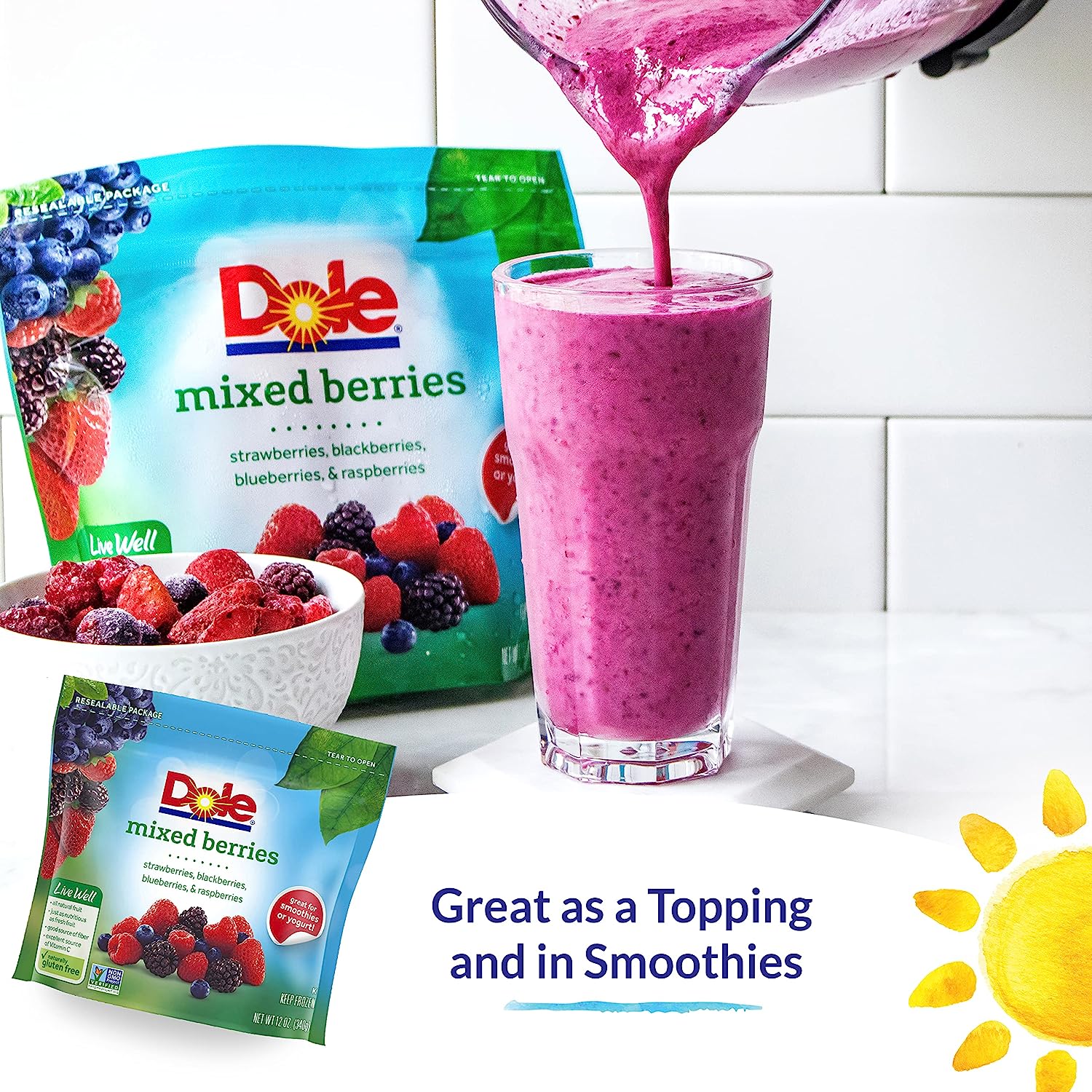 Dole® Frozen Mixed Berries and Kale Smoothie Mix - Dole® Sunshine