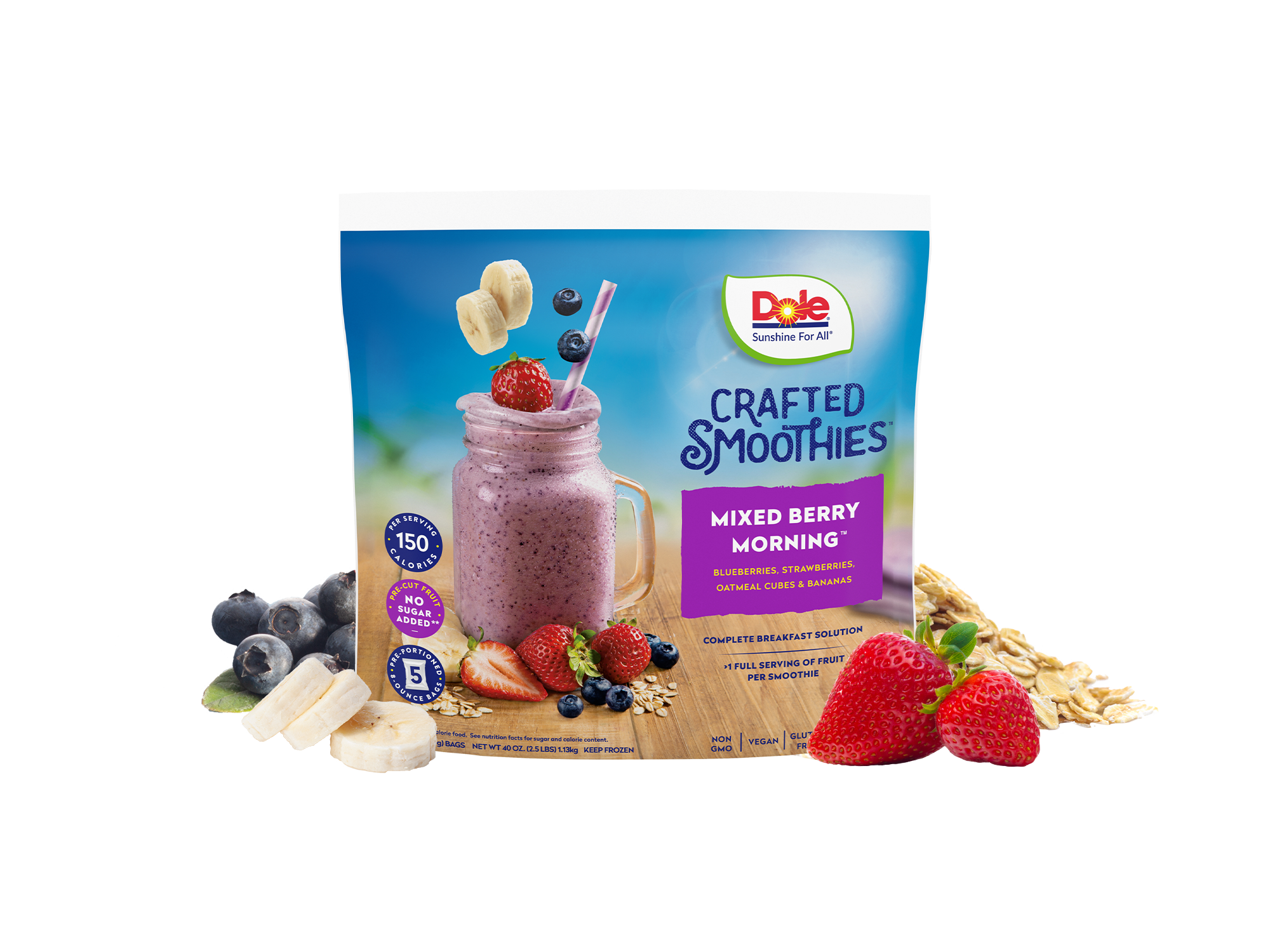 Dole® Crafted Smoothie Blends® Frozen Mixed Berry Oatmeal - Dole