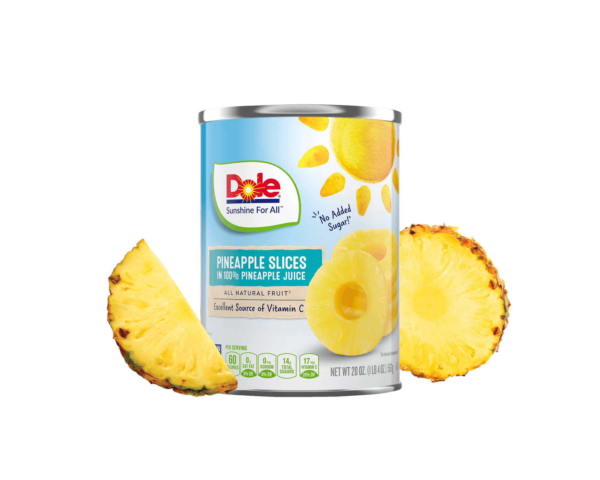 Dole® Canned Pineapple Slices in 100% Juice: 20 oz, Large - Dole® Sunshine