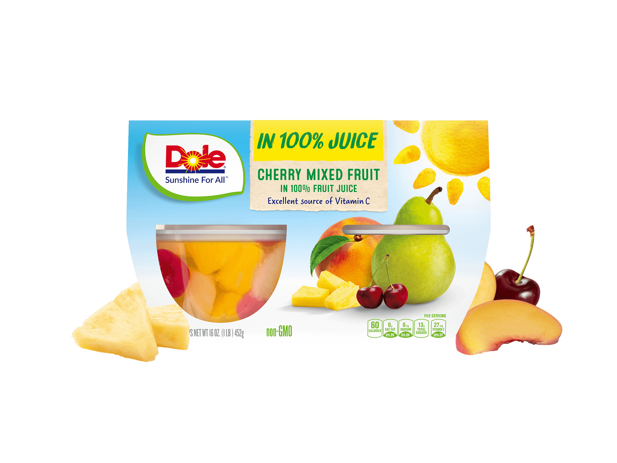 Dole® Cherry Mixed Fruit In 100 Juice Fruit Bowls® 4 Count Dole® Sunshine