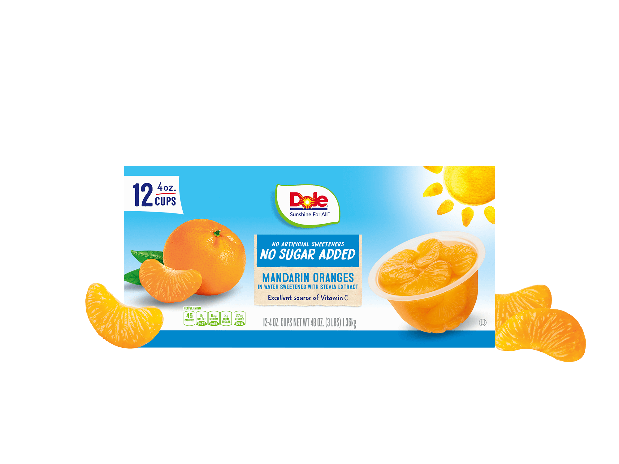 Dole® Mandarin Orange Fruit Bowls® No Sugar Added, 12 Count - Dole® Sunshine